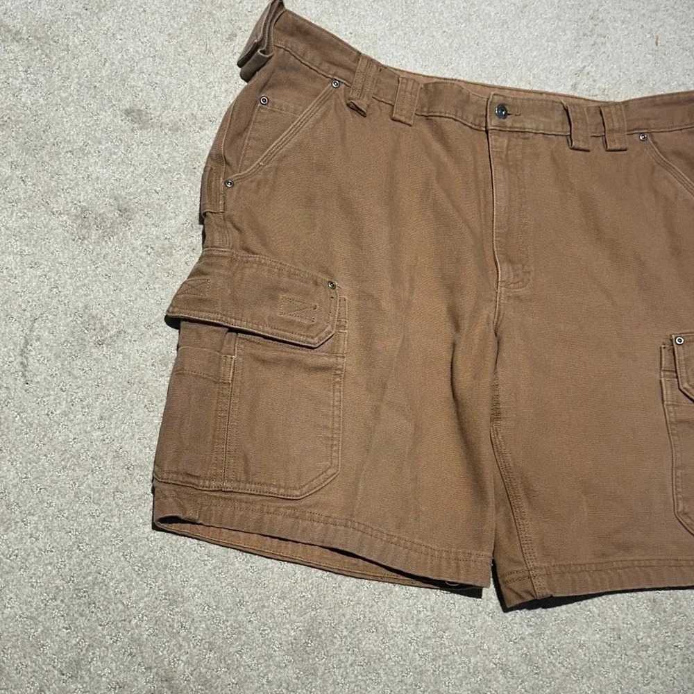 Duluth Trading Co Mens Brown Fire Hose Cargo Work Shorts Size 44‎ Cotton Canvas